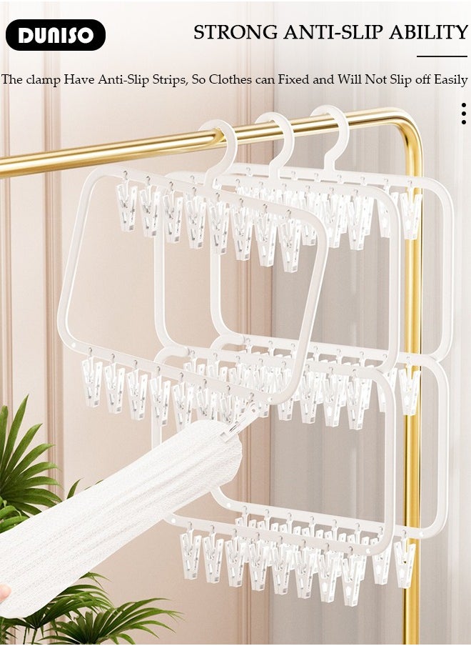 DUNISO Clothes Drying Rack,Portable Laundry Hanger, Plast Sock Hanger with 26 Detachable Clips,Clothes Drying Hanger for Baby Clothes, Drying Socks, Bras, Towel, Underwear, Hat, Shoes  - Image 5