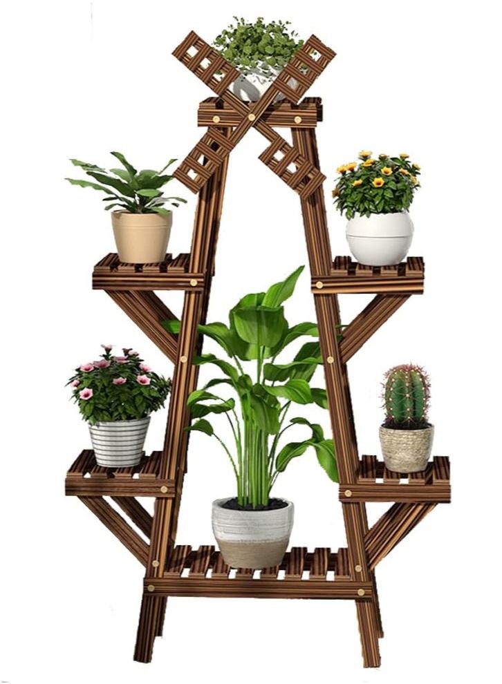 DubaiGallery Plant Stand Vintage Wood Plant Stand Balcony Flower Pot Ladder Shelf Outdoor Garden Stand Planter Indoor Plants Pots Home Storage Rack - Image 3