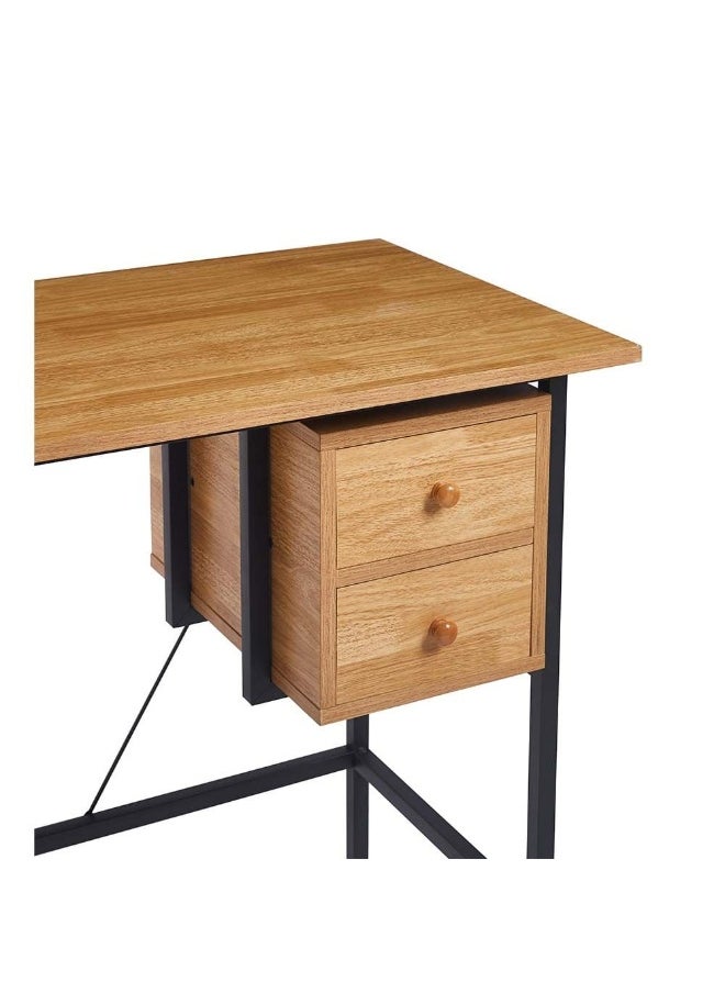 DANUBE HOME Herald Study Desk with 2 Drawers - Light Oak/Black  - Image 4