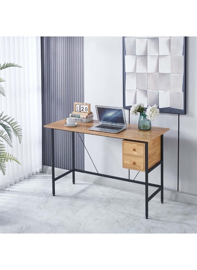 DANUBE HOME Herald Study Desk with 2 Drawers - Light Oak/Black  - Image 1
