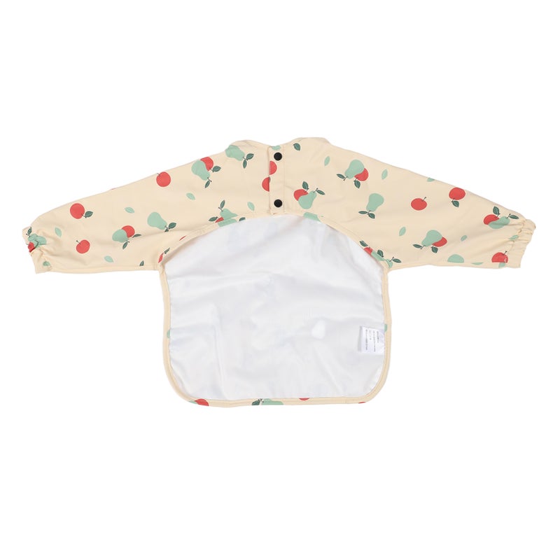 Waterproof Sleeved Bib Mess Proof Full Long Sleeve Soft PU for 6‑12 Months Toddler Baby Fruit Printing S Apple Pear - Image 2
