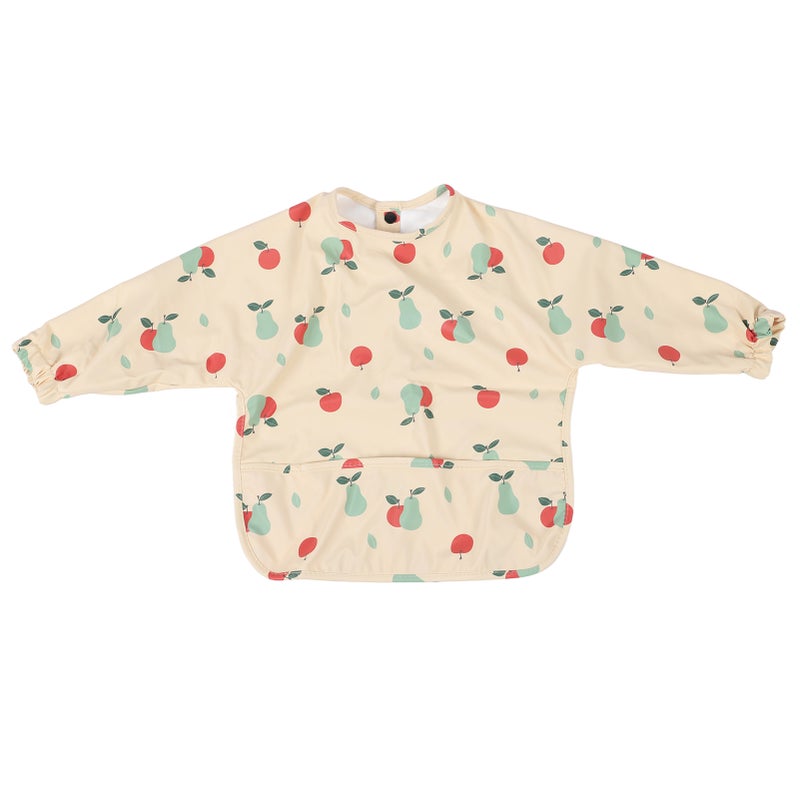 Waterproof Sleeved Bib Mess Proof Full Long Sleeve Soft PU for 6‑12 Months Toddler Baby Fruit Printing S Apple Pear - Image 1