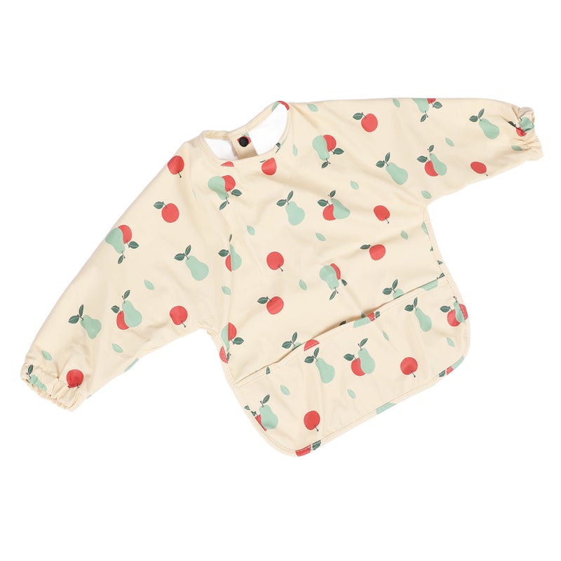 Waterproof Sleeved Bib Mess Proof Full Long Sleeve Soft PU for 6‑12 Months Toddler Baby Fruit Printing S Apple Pear - Image 4