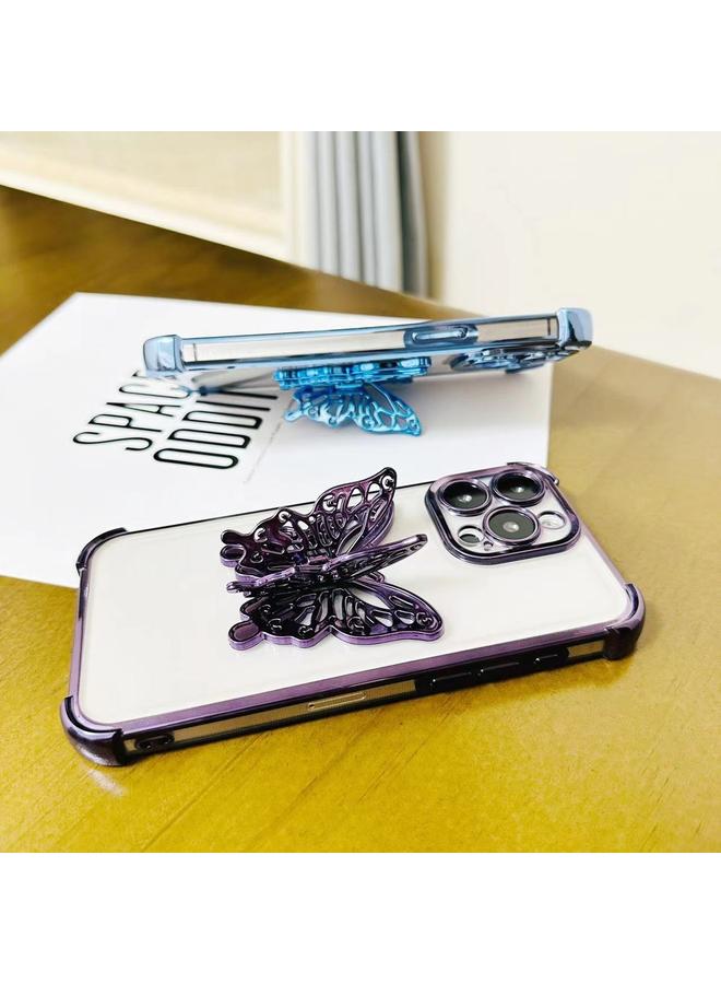 S-TOP Case For iPhone 14 Pro Max Electrpolated 3D Butterfly Holder TPU Phone Case - Image 4