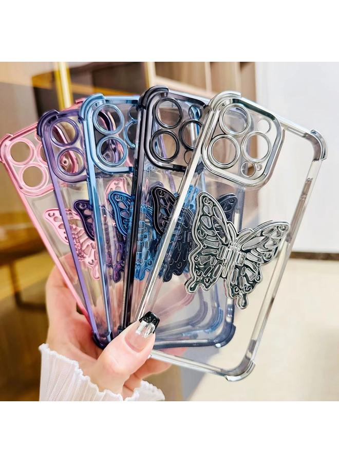 S-TOP Case For iPhone 14 Pro Max Electrpolated 3D Butterfly Holder TPU Phone Case - Image 3