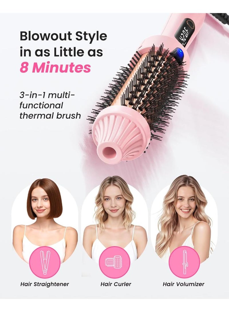 BABONA Rotating Styler Brush Potent  Air 1.5 Inch Round Brush with Negative Ions, Adjustable Temperature, Salon Style Hair – Pink - Image 3