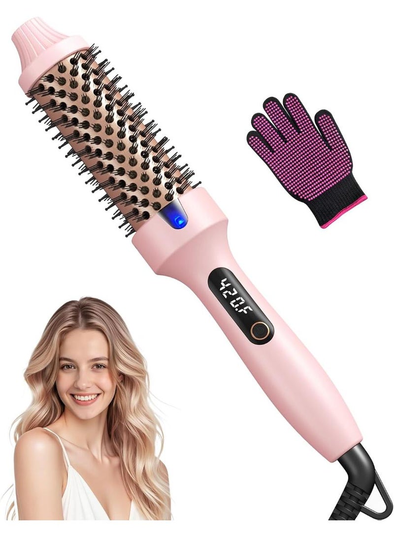 BABONA Rotating Styler Brush Potent  Air 1.5 Inch Round Brush with Negative Ions, Adjustable Temperature, Salon Style Hair – Pink - Image 1