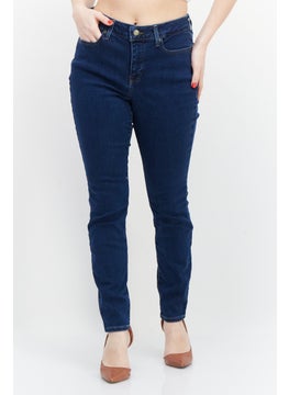 Women Skinny Fit High Waist Solid Stretchable Denim Jeans, Dark Blue