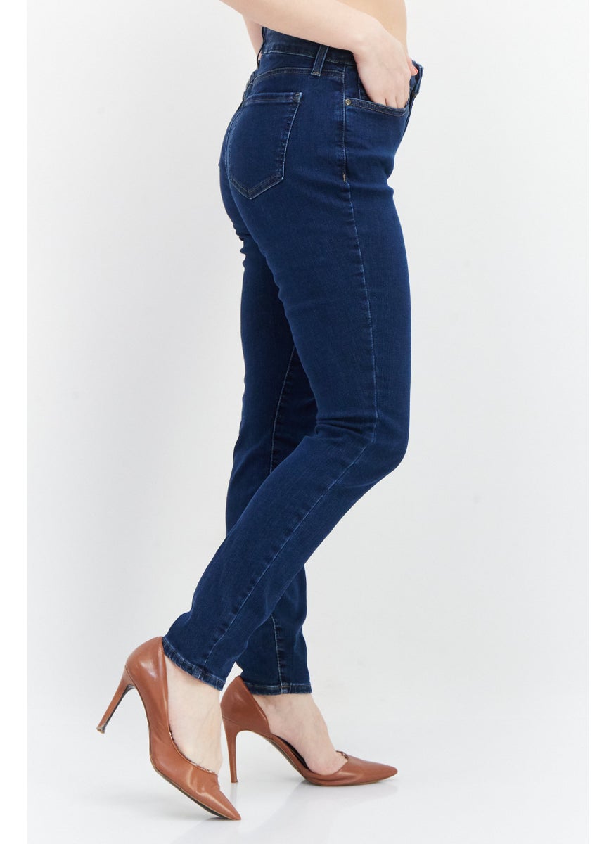 NYDJ - Women Skinny Fit High Waist Solid Stretchable Denim Jeans, Dark Blue - Image 1