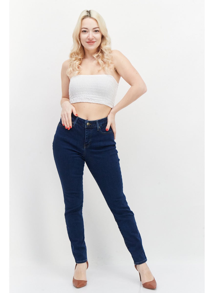 NYDJ - Women Skinny Fit High Waist Solid Stretchable Denim Jeans, Dark Blue - Image 1