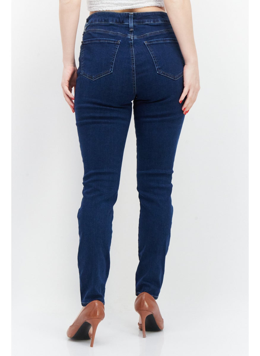 NYDJ - Women Skinny Fit High Waist Solid Stretchable Denim Jeans, Dark Blue - Image 1