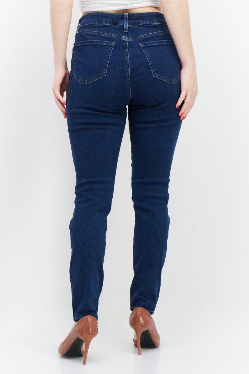 NYDJ Women Skinny Fit Mid Rise Solid Stretchable Jeans, Dark Blue - Image 2