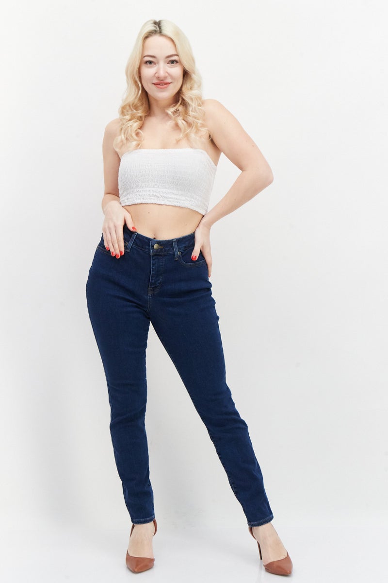 NYDJ Women Skinny Fit Mid Rise Solid Stretchable Jeans, Dark Blue - Image 4