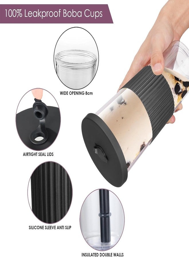 MeRaYo Double Wall Coffee Tumbler with Lid & Straw Leak-Proof Plastic Travel Sipper for Tea, Coffee, Smoothies Cup (Black White) - Image 3