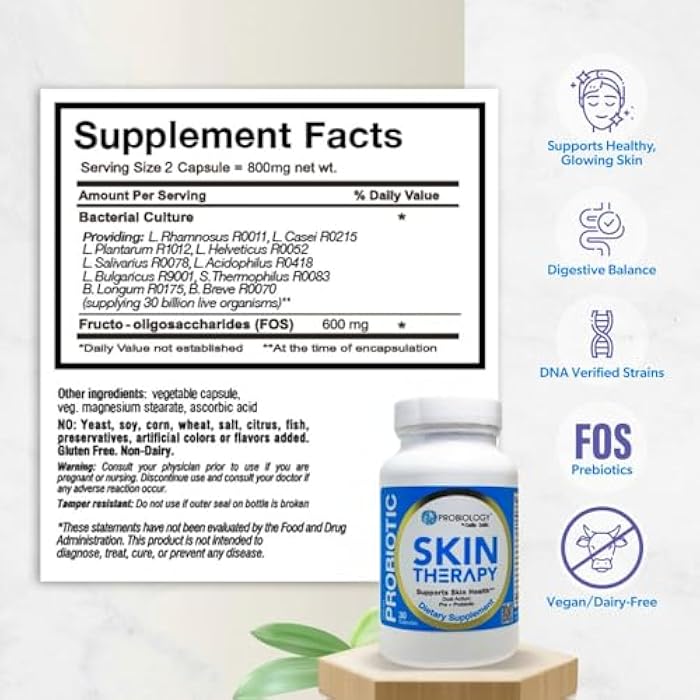 belle+bella Probiotic Skin Therapy - Dual Action Probiotic & Prebiotic Supplement for Healthy, Glowing Skin from Within - Non-GMO, Vegan & Gluten Free - 30 Caps - Image 3