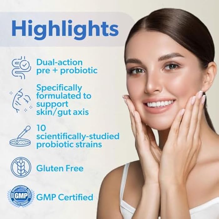 belle+bella Probiotic Skin Therapy - Dual Action Probiotic & Prebiotic Supplement for Healthy, Glowing Skin from Within - Non-GMO, Vegan & Gluten Free - 30 Caps - Image 4