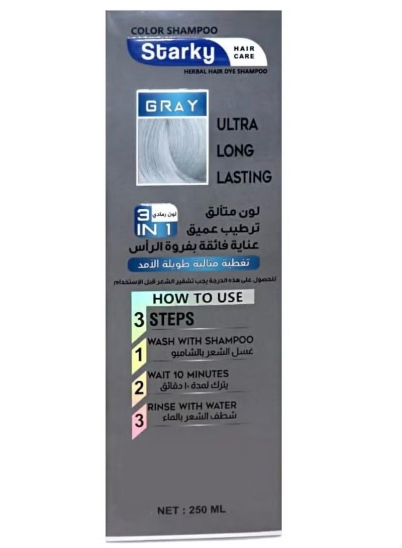 Starky 3 in 1 Herbal Hair Dye Shampoo, Gray Color- G40, 250ml - Image 2