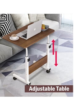 Arabest 360° Rotating Sofa Bed Side Table, Mobile End Table With Storage Shelves, Movable Laptop Table With Sturdy Metal Frame, Couch Side Table Snack Table For Home Office  - Image 2