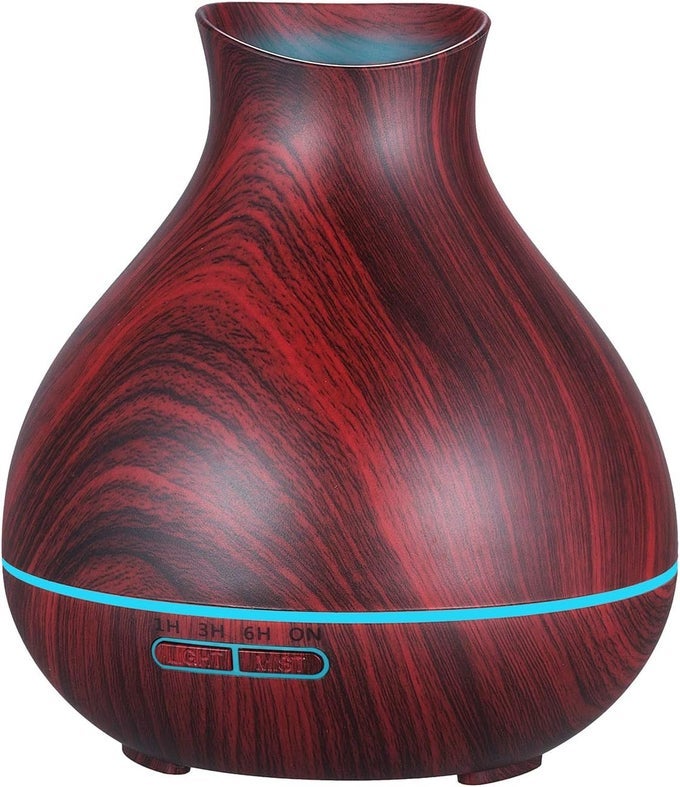 AROMATHERAPY ESSENTIAL OIL DIFFUSER 550ML 12 HOURS WOOD GRAIN AROMA DIFFUSER WITH TIMER COOL MIST HUMIDIFIER FOR LARGE ROOM, HOME, BABY BEDROOM, WATERLESS AUTO SHUT-OFF,7 COLORS LIGHTS CHANGING
