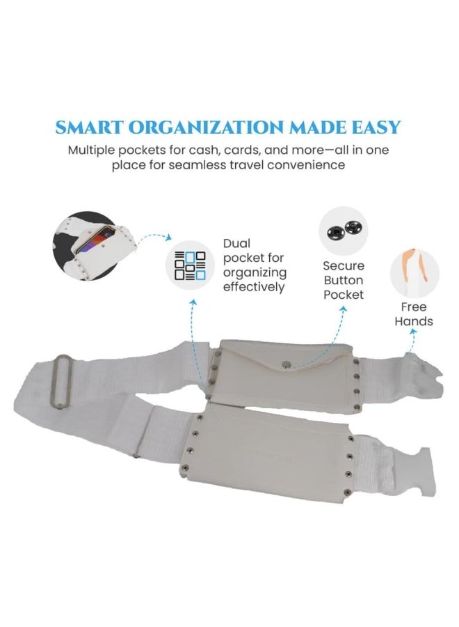 OSHIMA Belt of Hajj Umrah ihram for Men, Premium Ihram for Men, White Belt for Hajj & Umrah, Unstitched, Waterproof Follow Sunnah, Anti-Theft with Button Pockets & Phone Holder - Image 2