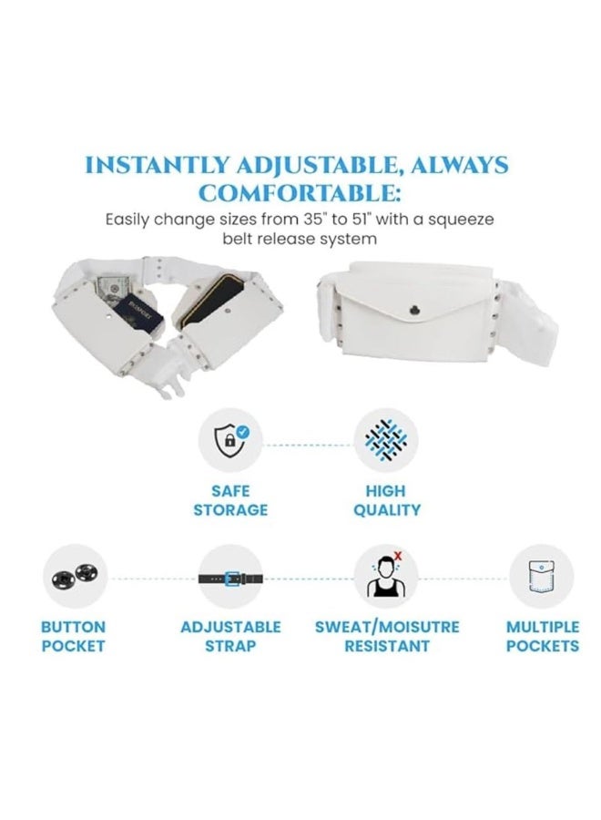 OSHIMA Belt of Hajj Umrah ihram for Men, Premium Ihram for Men, White Belt for Hajj & Umrah, Unstitched, Waterproof Follow Sunnah, Anti-Theft with Button Pockets & Phone Holder - Image 3