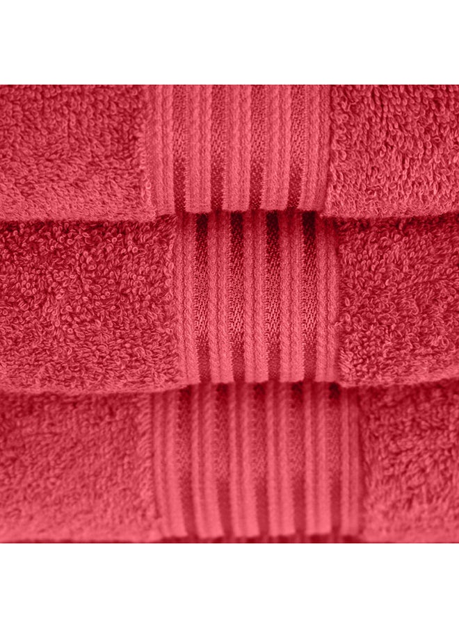 White Rose 10 Pcs Events Dyed Towel set 550 GSM 100% Cotton Terry Viscose Border 2 Bath Towel (75x145) cm 2 Hand Towel (50x90) cm 6 Face Towel (33x33) cm Premiun Look Luxury Feel Extremely Absorbent Red Color  - Image 1