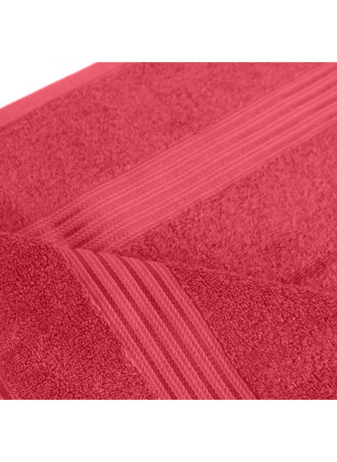 White Rose 10 Pcs Events Dyed Towel set 550 GSM 100% Cotton Terry Viscose Border 2 Bath Towel (75x145) cm 2 Hand Towel (50x90) cm 6 Face Towel (33x33) cm Premiun Look Luxury Feel Extremely Absorbent Red Color  - Image 2