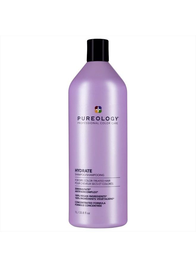 PUREOLOGY Hydrate Moisturizing Shampoo | Softens and Deeply Hydrates Dry Hair | For Medium to Thick Color Treated Hair | Sulfate-Free | Vegan , 1 L - Image 1