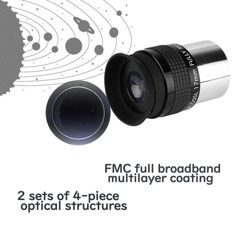 SVBONY SVBONY SV131 Plossl Eyepiece, 1.25 Inches 17mm Telescope Lenses, 4 Elements Design 48 Degrees Field of View with Filter Threaded Telescope Accessories for Astronomy Observation - Image 2