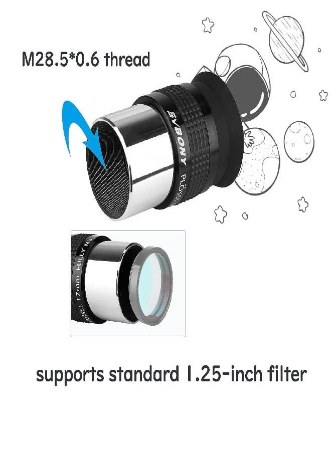 SVBONY SV131 Plossl Eyepiece, 1.25 Inches 17mm Telescope Lens, 4 Elements Design 48 Degrees Field of View with Filter Threaded  - Image 4