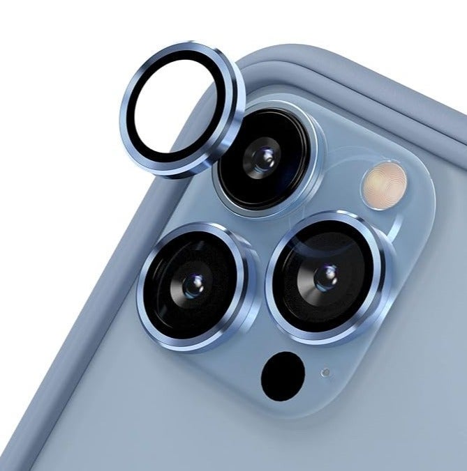 BEYOX Premium Camera Lens Protector for iPhone 13 Pro / iPhone 13 Pro Max – AR+AF Tempered Glass Camera Lens Cover with Metal Border, 360° Protection, Bubble Free, Explosion Proof - Sierra Blue - Image 2