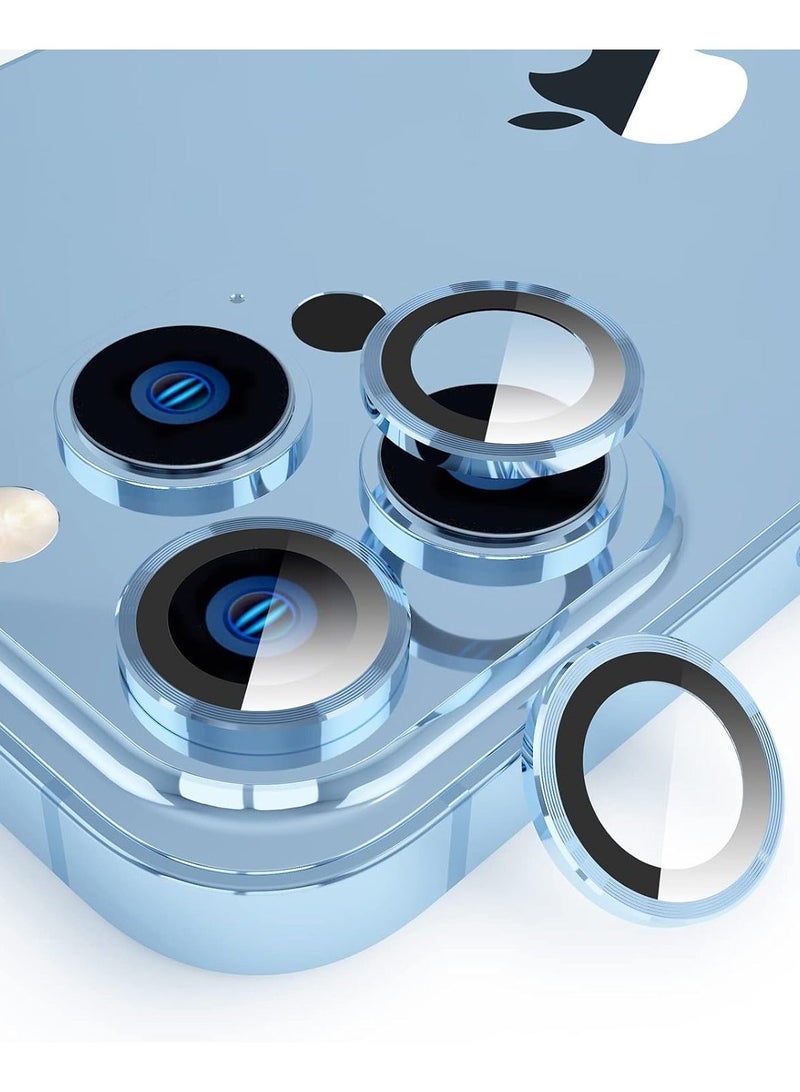 BEYOX Premium Camera Lens Protector for iPhone 13 Pro / iPhone 13 Pro Max – AR+AF Tempered Glass Camera Lens Cover with Metal Border, 360° Protection, Bubble Free, Explosion Proof - Sierra Blue - Image 3