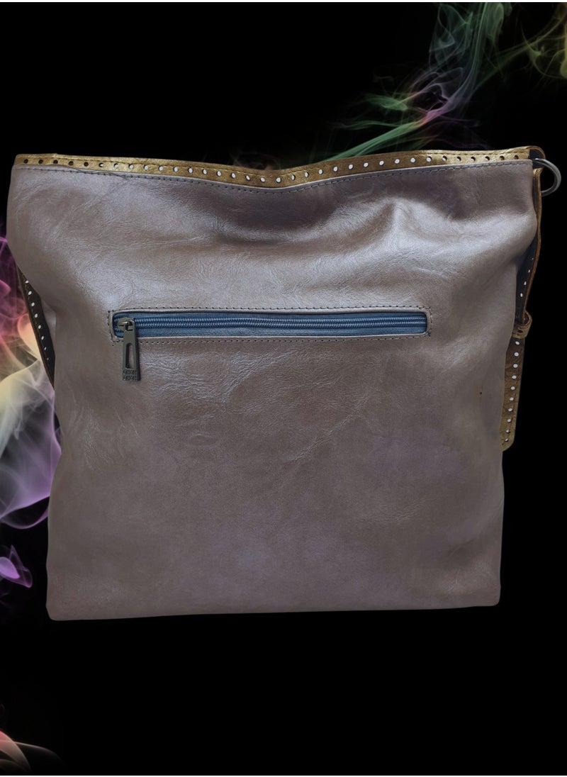 TO FASHION - TO 3007 LEATHER WOMEN’S TOP HANDLE BAG, SHOULDER BAG, CROSS BODY BAG WITH DETACHABLE STRAP, MODERN AND ELEGANT DESIGN, DIMENSIONS 34*32*15 CM SILVER A - Image 1