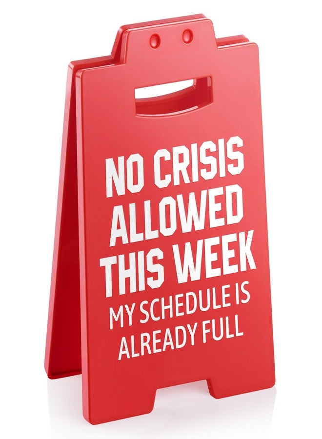 Petalsun Funny Boss Gifts for Women Men, Office Desk Decor Gag Gifts for Boss Lady Coworker, Nurse Teacher Principal Appreciation Gifts, No Crisis Allowed This Week Sign, Manager Supervisor Red Cubicle Accessories - Image 1
