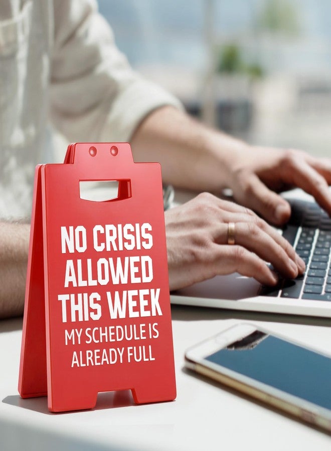 Petalsun Funny Boss Gifts for Women Men, Office Desk Decor Gag Gifts for Boss Lady Coworker, Nurse Teacher Principal Appreciation Gifts, No Crisis Allowed This Week Sign, Manager Supervisor Red Cubicle Accessories - Image 4