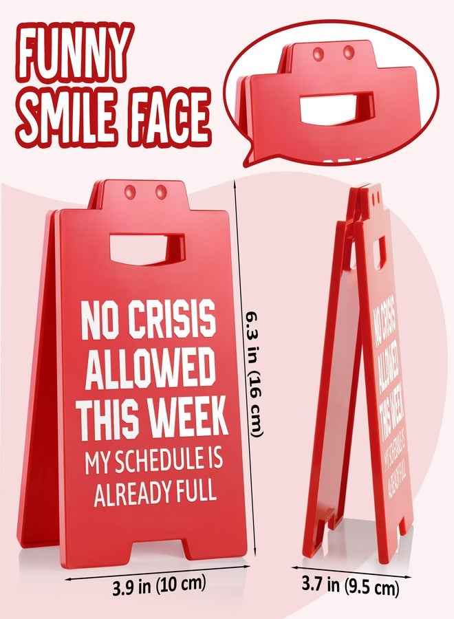Petalsun Funny Boss Gifts for Women Men, Office Desk Decor Gag Gifts for Boss Lady Coworker, Nurse Teacher Principal Appreciation Gifts, No Crisis Allowed This Week Sign, Manager Supervisor Red Cubicle Accessories - Image 3