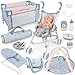 deAO Baby Doll Set12 inch Doll Playset with Doll Stroller Crib Bed Nursery Role Play Set Accessories and Play MatFoldable Stroller and Travel BagBirthday Gifts for Girls - Image 2