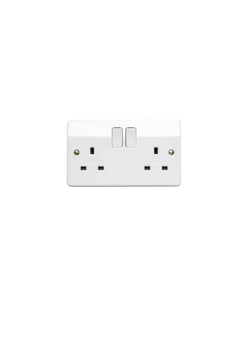 MK - MK Logic Plus K2747 WHI 13A Double Pole Switchsocket, 2 Gang - Image 1
