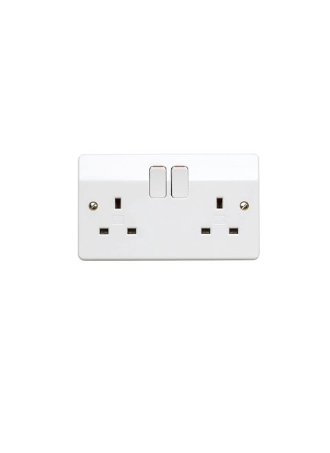 MK Logic Plus K2747 WHI 13A Double Pole Switchsocket, 2 Gang