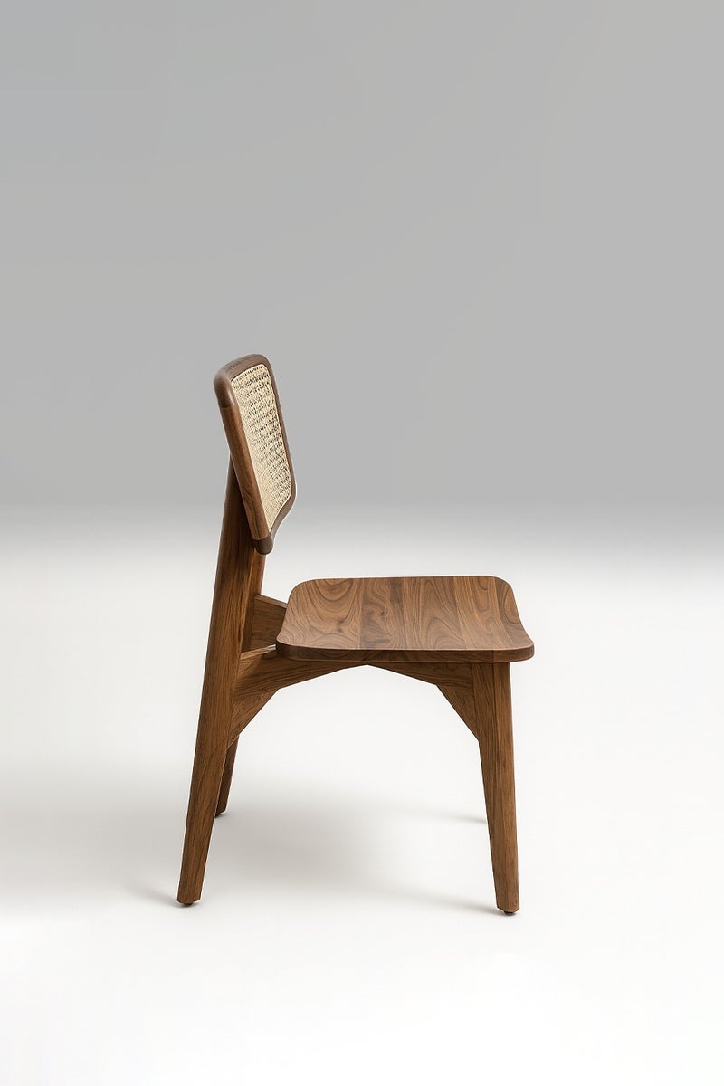 Goodwood كرسي طعام من الخشب الصلب بمسند ظهر من الخوص الطبيعي – تصميم عصري مستوحى من منتصف القرن – تشطيب أنيق ومتين من خشب المانجو - Image 2