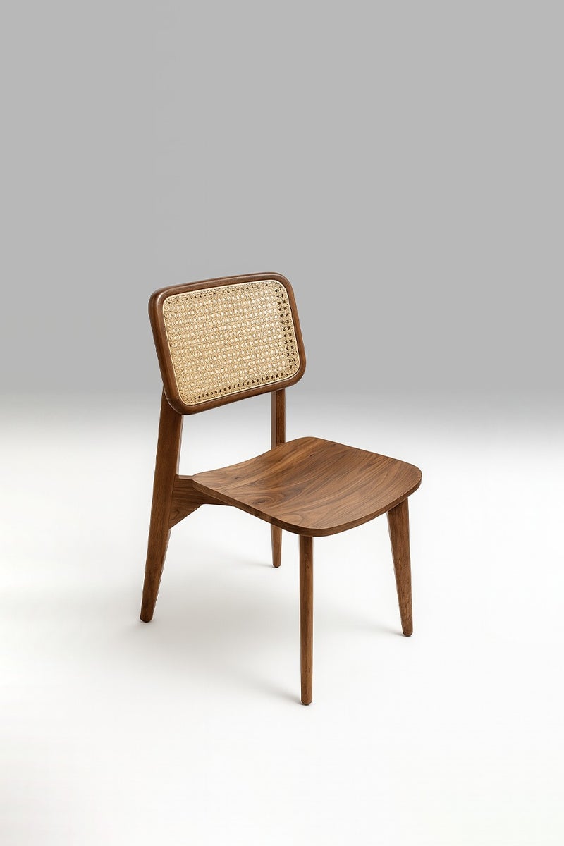 Goodwood كرسي طعام من الخشب الصلب بمسند ظهر من الخوص الطبيعي – تصميم عصري مستوحى من منتصف القرن – تشطيب أنيق ومتين من خشب المانجو - Image 3