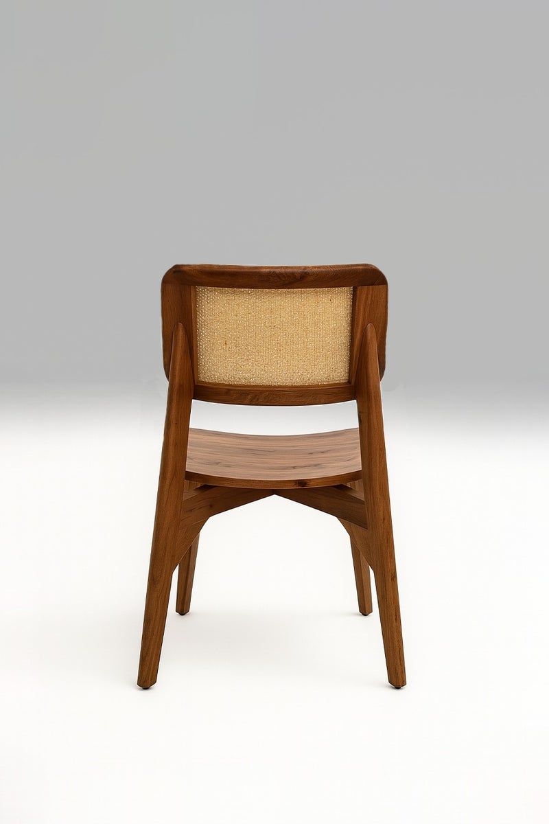 Goodwood كرسي طعام من الخشب الصلب بمسند ظهر من الخوص الطبيعي – تصميم عصري مستوحى من منتصف القرن – تشطيب أنيق ومتين من خشب المانجو - Image 4