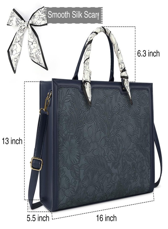 NUBILY Laptop Bag for Women 15.6 Inch Laptop Tote Bag Waterproof Leather Computer Bag Business Lightweight Office Briefcase Large Shoulder Handbag Deep Blue - Image 5