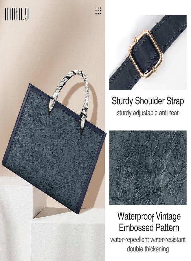 NUBILY Laptop Bag for Women 15.6 Inch Laptop Tote Bag Waterproof Leather Computer Bag Business Lightweight Office Briefcase Large Shoulder Handbag Deep Blue - Image 4