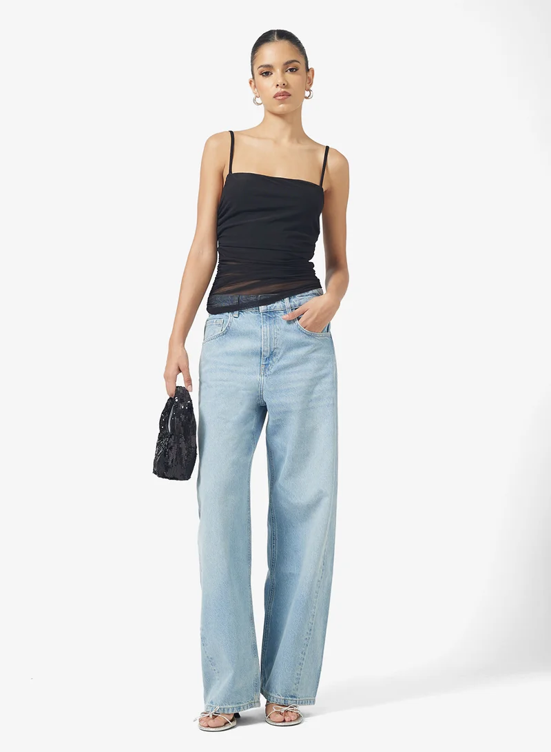 Ginger Mesh Ruched Fitted Cami Top