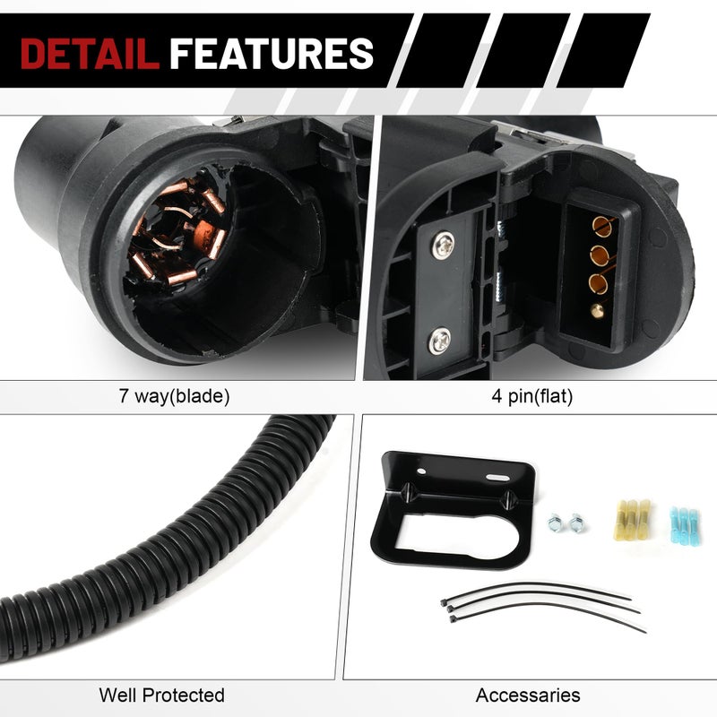 Jetuplusllc 7 Way Trailer Tow Hitch Wiring Plug Receptacle Connector Harness Installation Kit USCAR Multi-Tow Pickups - Image 2