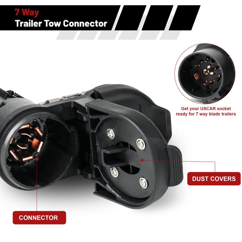 Jetuplusllc 7 Way Trailer Tow Hitch Wiring Plug Receptacle Connector Harness Installation Kit USCAR Multi-Tow Pickups - Image 4