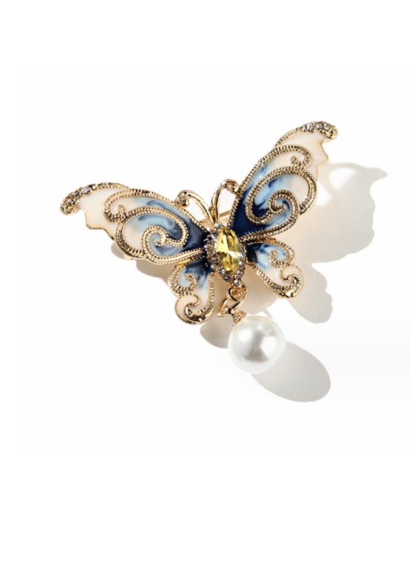 KUYING New Minimalist Gold Cloud Patterned Butterfly Brooch 
