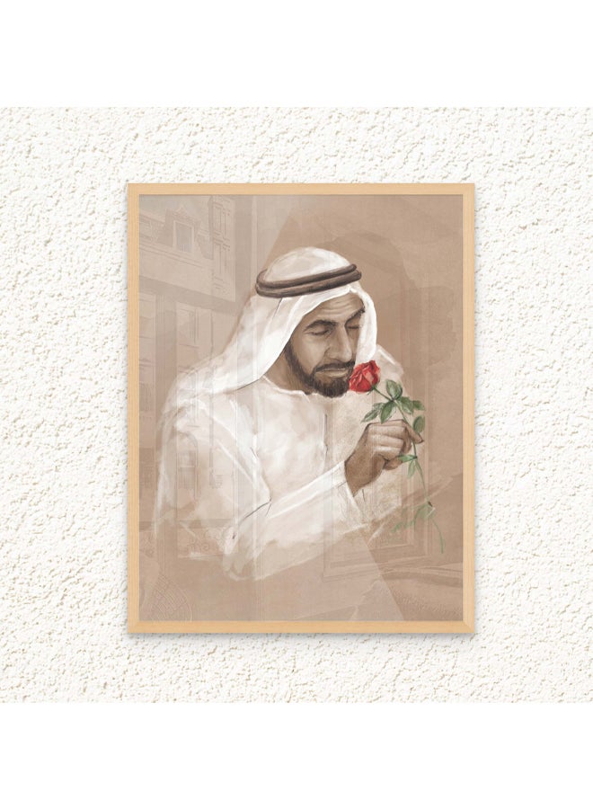 Art Decor Framed Fine Art of Sheikh Zayed Bin Sultan Al Nahyan Portrait UAE Wall Art Print Wall Decor for Home Living Room Office and Gifting - Image 1