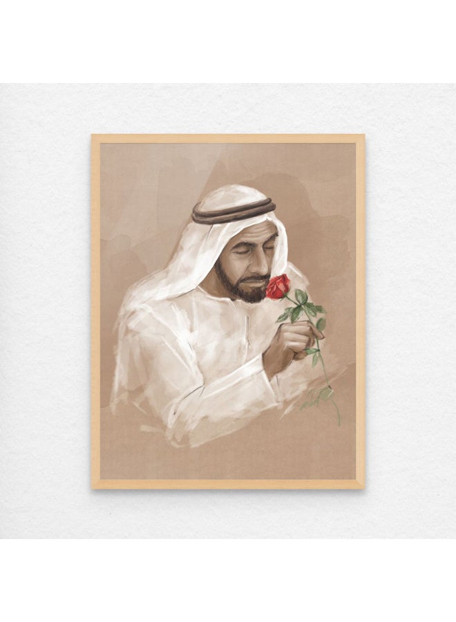 Art Decor Framed Fine Art of Sheikh Zayed Bin Sultan Al Nahyan Portrait UAE Wall Art Print Wall Decor for Home Living Room Office and Gifting - Image 1